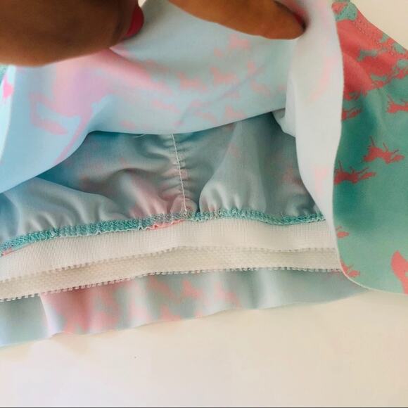 NEW BEACH RIOT REVOLVE Aqua Blue Pink Unicorn Ruffle Bikini Swimsuit Swim Top S - Picture 5 of 7